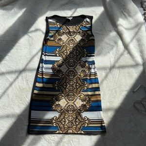 Banana Republic Baroque Stripe Bodycon Mini Dress – Retro Bold Print Small